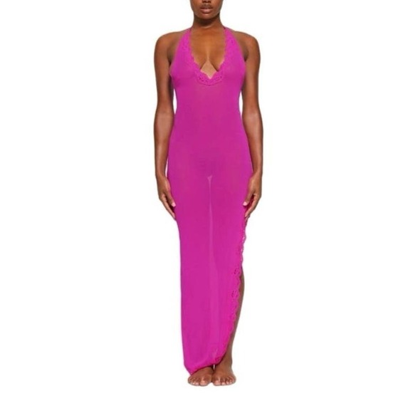 SKIMS SUMMER MESH LACE PLUNGE LONG DRESS - Picture 3 of 9